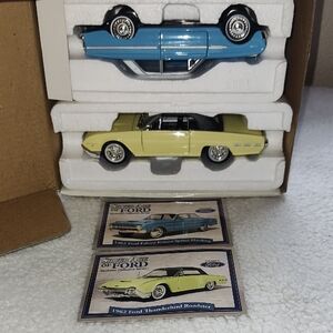 Vintage Ford Model Car Set in Blue and Yellow